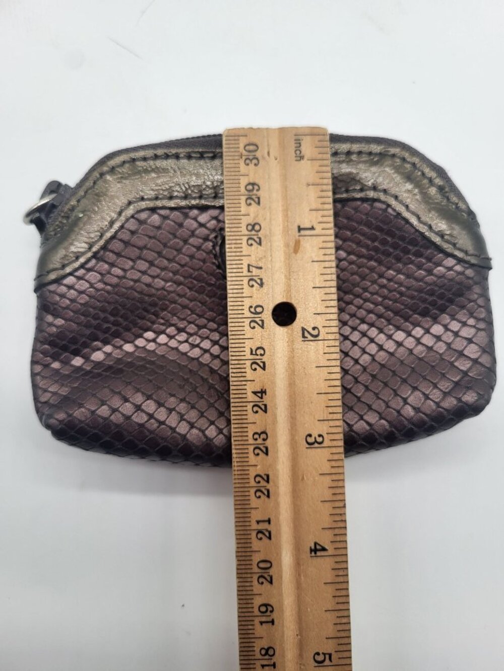 Brighton Small Coin Change Purse Pebbled Leather Brown Croc Heart Zippered - Picture 3 of 6